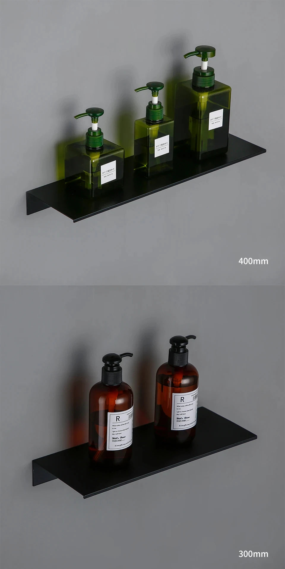 Estante de Pared Negro Mate – Aluminio Moderno 30-50cm