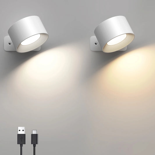 Lámpara de Pared LED Recargable 360° con Control Táctil – Moderna y Ajustable