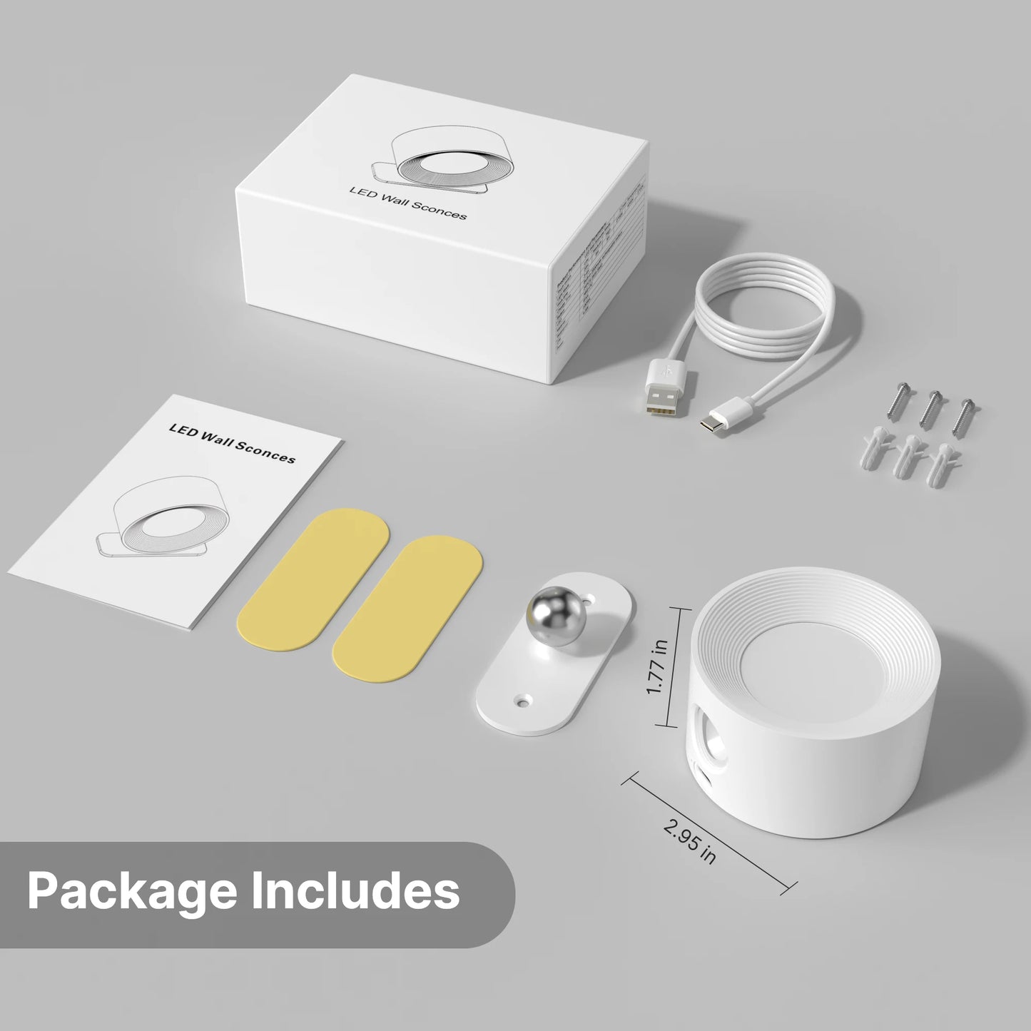 Lámpara de Pared LED Recargable 360° con Control Táctil – Moderna y Ajustable