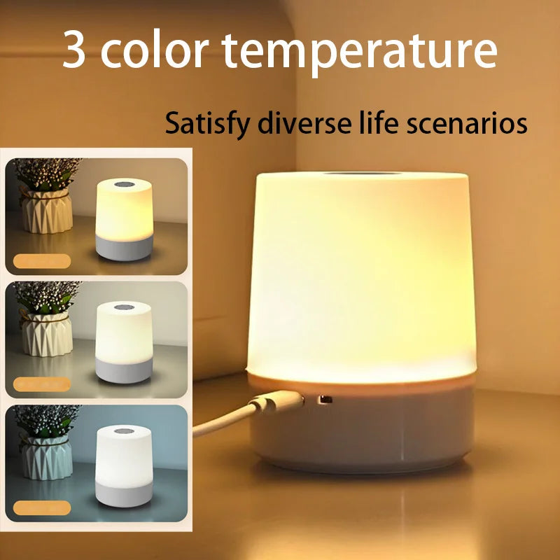 Touch Night Lamp USB LED – Luz Nocturna Recargable de 3 Colores