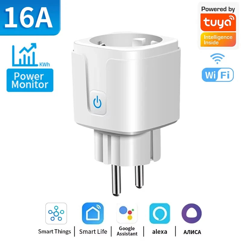 Enchufe Inteligente WiFi EU Tuya – Controla tus Dispositivos desde el Móvil o con la Voz
