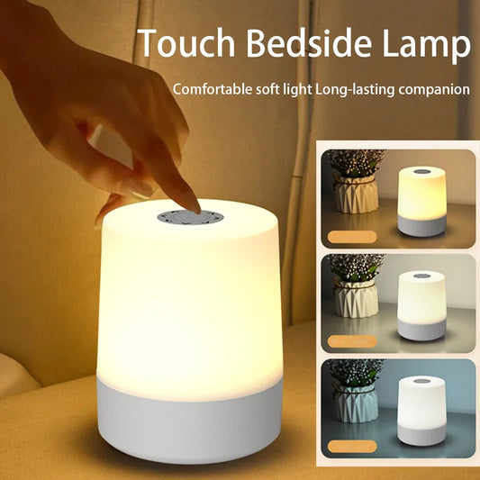 Touch Night Lamp USB LED – Luz Nocturna Recargable de 3 Colores