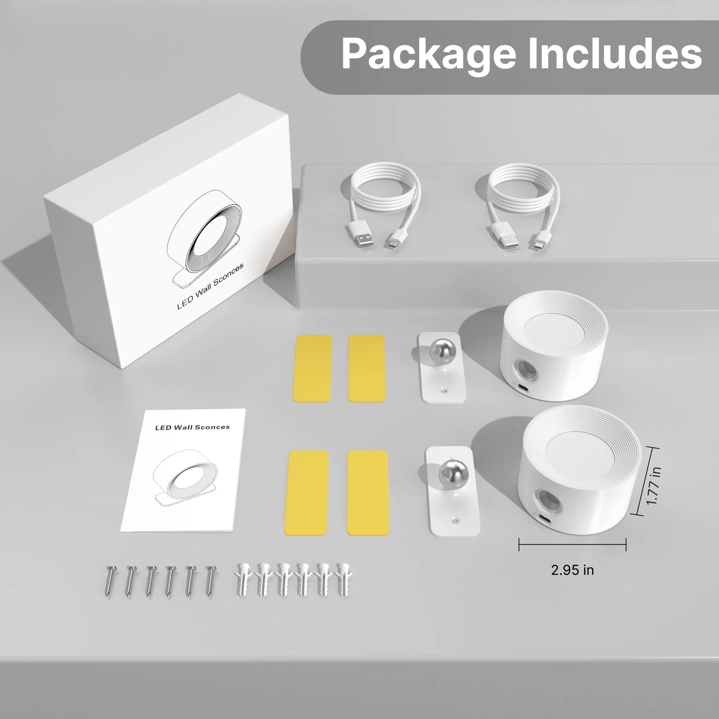Lámpara de Pared LED Recargable 360° con Control Táctil – Moderna y Ajustable