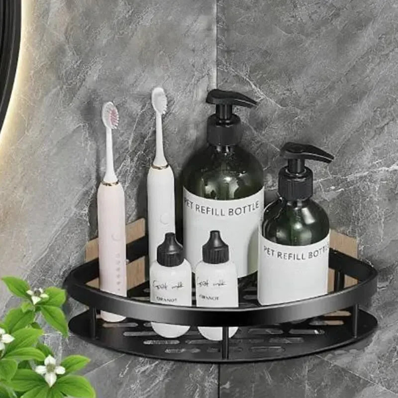 Estante de Esquina sin Taladro – Organizador de Baño Impermeable y Resistente